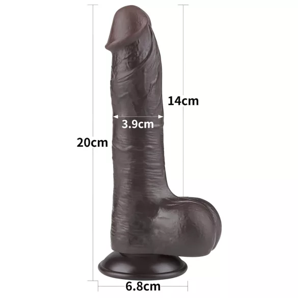 Lovetoy - dildo su sėklidėmis - dvigubas sluoksnis - 20cm rudas