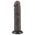 Lovetoy Sliding-Skin - dvigubas dildas su siurbtuku - 20 cm - rudas