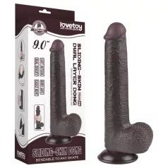 Sliding-Skin - dvigubas dildo su siurbtuku, 20,8 cm (rudas)