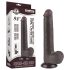 Lovetoy Sliding-Skin - dvigubas dildo su siurbtuku - 20,8 cm - rudas