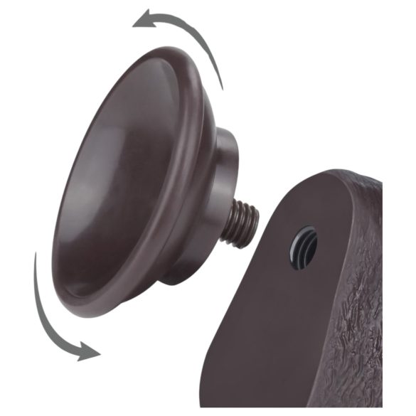 Lovetoy Sliding-Skin - dvigubas dildo su siurbtuku - 20,8 cm - rudas