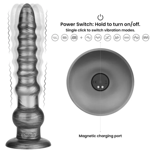 Lovetoy King Sized - didelis vibratorius - 32 cm - pilkas