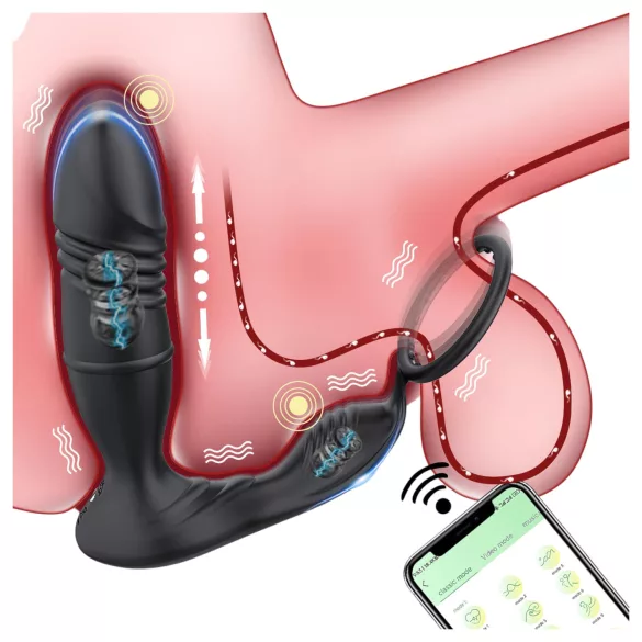 AlvUp - prostatos vibratorius su penio žiedu - juodas