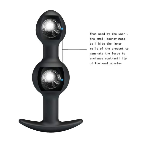 Pretty Love - analinis dildo su vidiniais rutuliukais - juodas