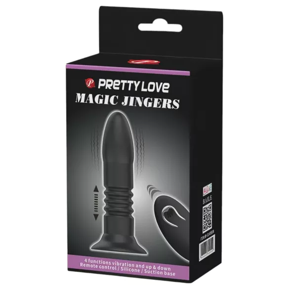 Pretty Love Magic Jinger - analinis vibratorius su stūmimo funkcija - juodas