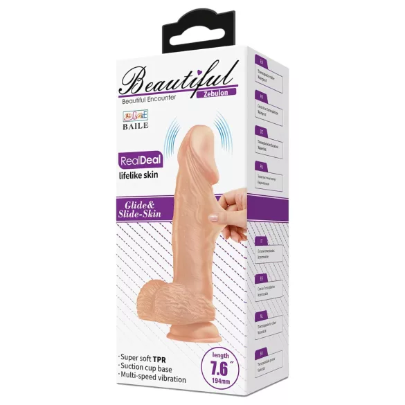 Baile Zebulon - realistiškas vibratorius su sėklidėmis - 19 cm kūno spalvos