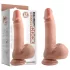 Dual Density - tikroviškas dildo su kapšeliu ir siurbtuku - 18 cm (natūralios spalvos)