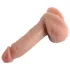 Dual Density - tikroviškas dildo su kapšeliu ir siurbtuku - 18 cm (natūralios spalvos)
