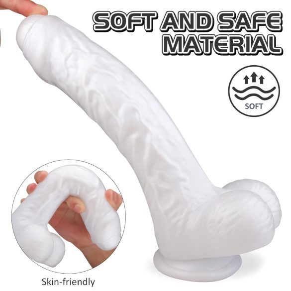 Sex HD Martin - realistiškas dildo su sėklidėmis ir siurbtuku - baltas