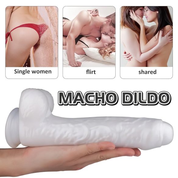 Sex HD Martin - realistiškas dildo su sėklidėmis ir siurbtuku - baltas