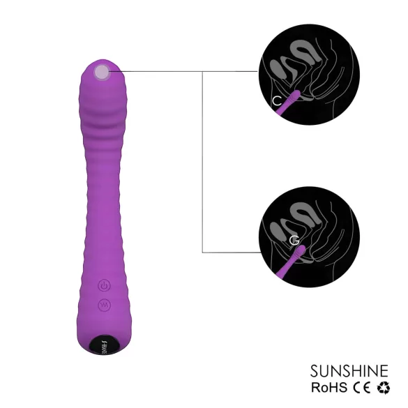 Sex HD Sunshine - G taško vibratorius su grioveliais - įkraunamas - violetinis