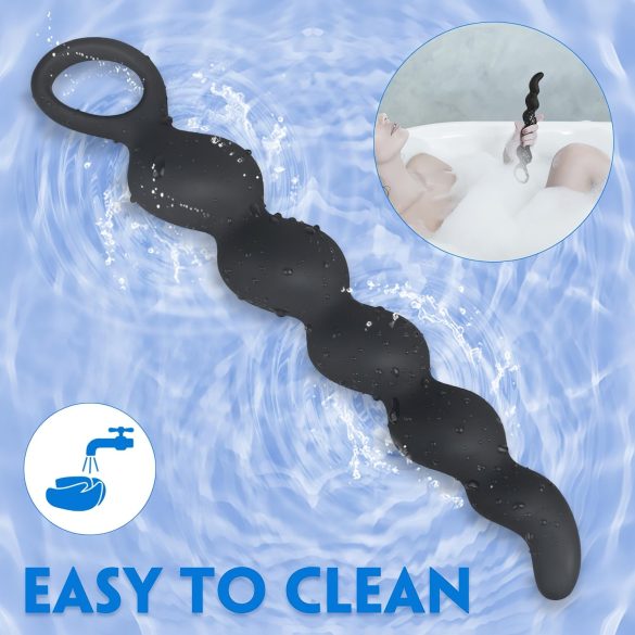 Sex HD Steven - analinis dildo su karoliukais - juodas