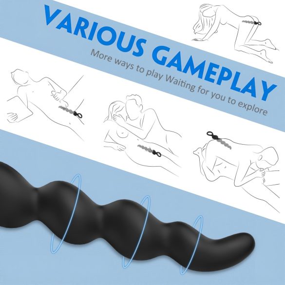 Sex HD Steven - analinis dildo su karoliukais - juodas