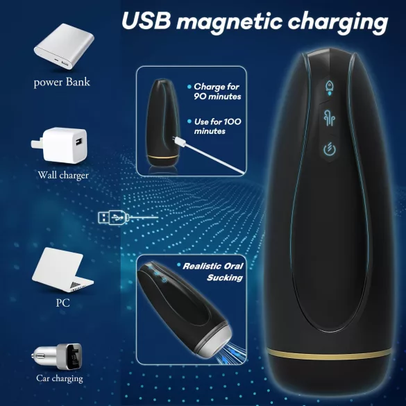 Sex HD Hawk - masturbatorius vyrams - vibruojantis ir siurbiantis