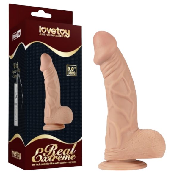Lovetoy Real Extreme - dildo su siurbtuku - 23 cm - kūno spalvos