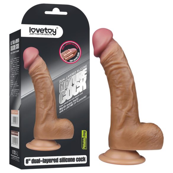 Lovetoy - realistiškas lenktas dildo - 20 cm natūralios spalvos