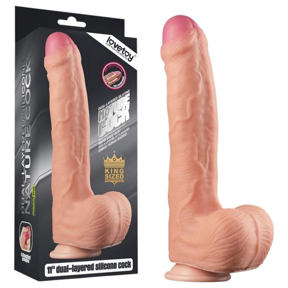Lovetoy Nature Cock - realistiškas dvigubo sluoksnio dildo - 28 cm kūno spalvos