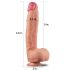 Lovetoy Nature: Tikroviškas dvigubas dildo, 30cm, natūralus.
