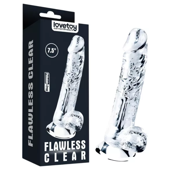 Lovetoy Flawless Clear - dildo su siurbtuku - permatomas - 19 cm
