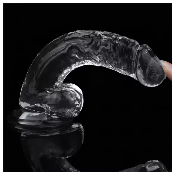 Lovetoy Flawless Clear - dildo su siurbtuku - permatomas - 19 cm