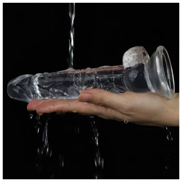 Lovetoy Flawless Clear - dildo su siurbtuku - permatomas - 19 cm