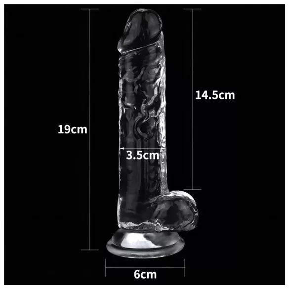 Lovetoy Flawless Clear - dildo su siurbtuku - permatomas - 19 cm