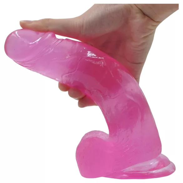 Lovetoy - dildo su prisiurbtuku - 20 cm - rožinis