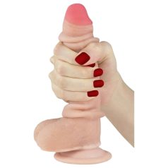   Lovetoy Sliding-Skin - dvigubas dildo - 18 cm - kūno spalvos