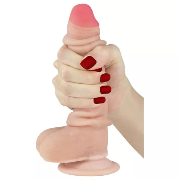 Lovetoy Sliding-Skin - dvigubas dildo - 18 cm - kūno spalvos