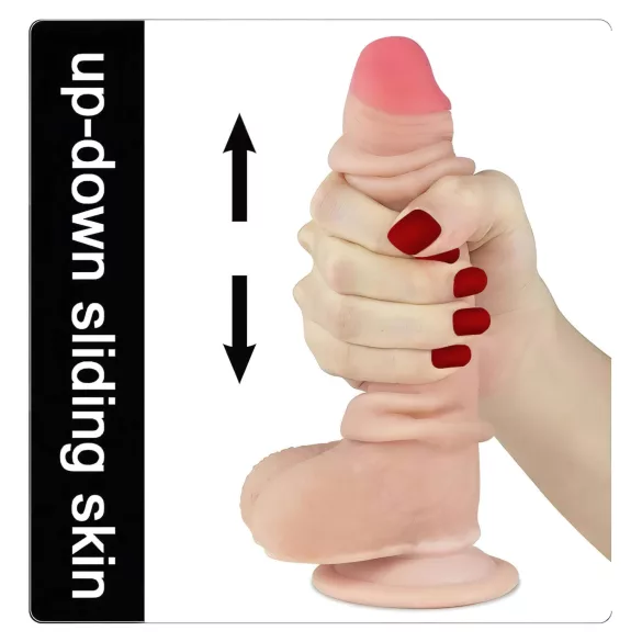 Lovetoy Sliding-Skin - dvigubas dildo - 18 cm - kūno spalvos