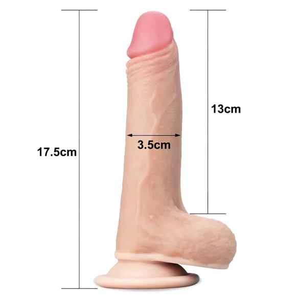 Lovetoy Sliding-Skin - dvigubas dildo - 18 cm - kūno spalvos