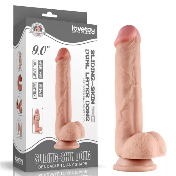 Lovetoy - dvigubas dildo - 23 cm - natūralios spalvos