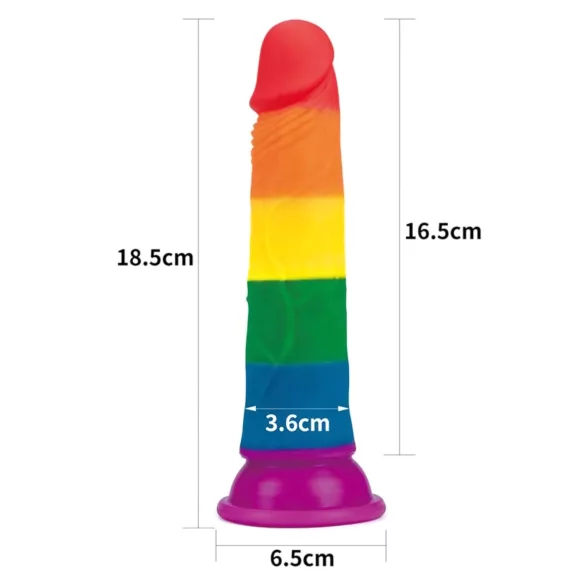 Lovetoy Prider - realistiškas dildo - 19 cm - vaivorykštinis