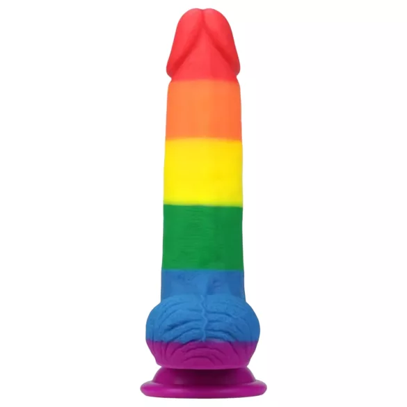 Lovetoy Prider - realistiškas dildo su sėklidėmis - 20 cm - vaivorykštinis