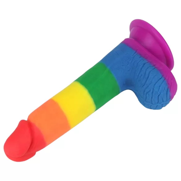 Lovetoy Prider - realistiškas dildo su sėklidėmis - 20 cm - vaivorykštinis