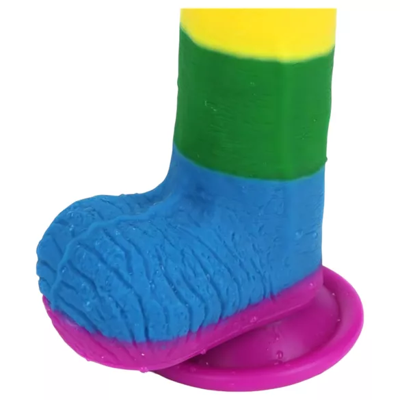 Lovetoy Prider - realistiškas dildo su sėklidėmis - 20 cm - vaivorykštinis