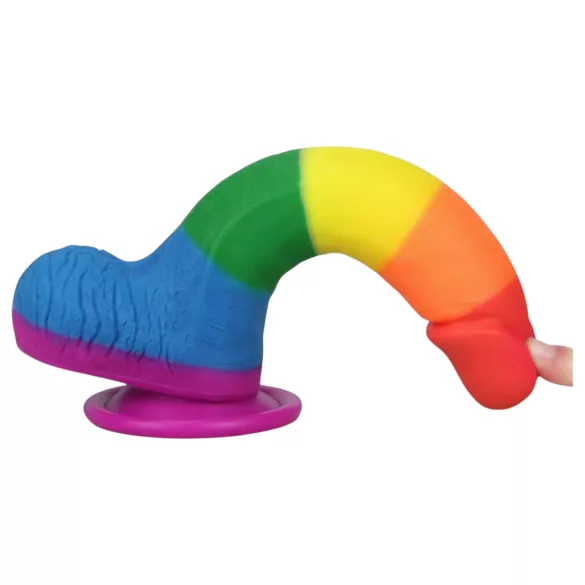 Lovetoy Prider - realistiškas dildo su sėklidėmis - 20 cm - vaivorykštinis