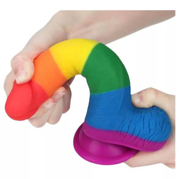 Lovetoy Prider - realistiškas dildo su sėklidėmis - 20 cm - vaivorykštinis