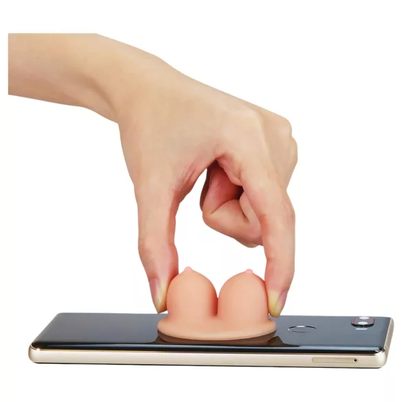 Lovetoy - telefonų laikiklis su siurbtuku - krūtinėlės formos natūralios spalvos