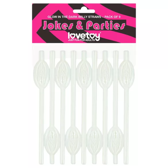 Lovetoy - šiaudelis su vagina - šviečiantis - baltas