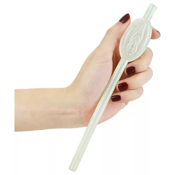 Lovetoy - šiaudelis su vagina - šviečiantis - baltas