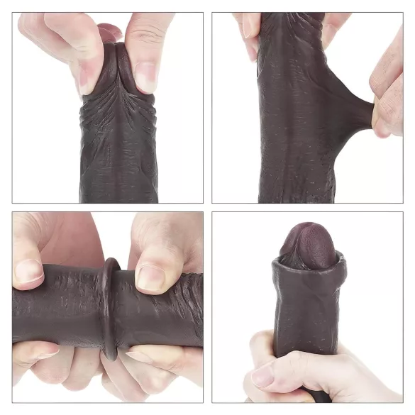 Lovetoy Sliding-Skin - dviejų sluoksnių dildo - 18 cm (rudas)