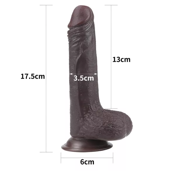 Lovetoy Sliding-Skin - dviejų sluoksnių dildo - 18 cm (rudas)