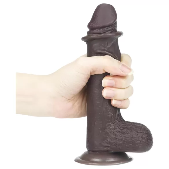 Lovetoy Sliding-Skin - dviejų sluoksnių dildo - 18 cm (rudas)