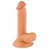 Mr. Rude - natūralus dildo su sėklidėmis ir siurbtuku, 17cm