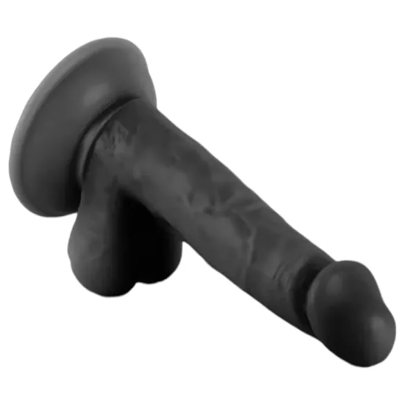 Mr. Rude - realistiškas dildo su sėklidėmis ir prisiurbtuku - 17 cm juodas