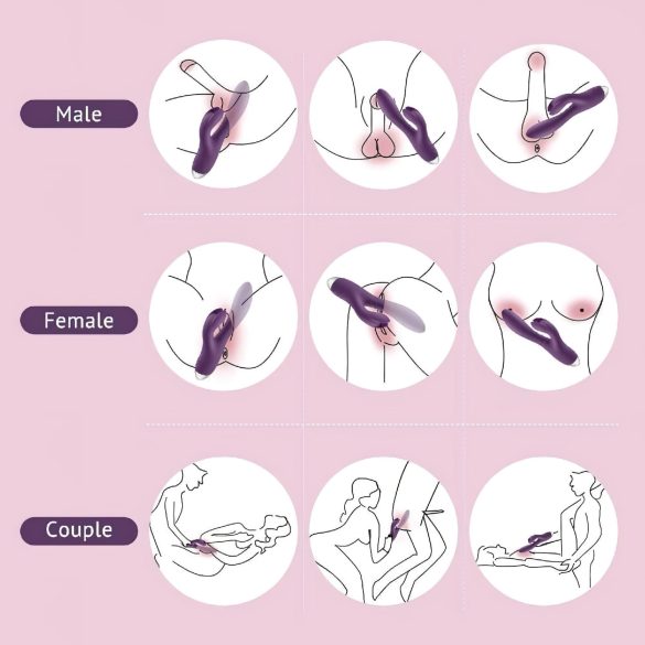 Vandeniui atsparus triušio vibruoklis su klitorio rankena (purpurinis)