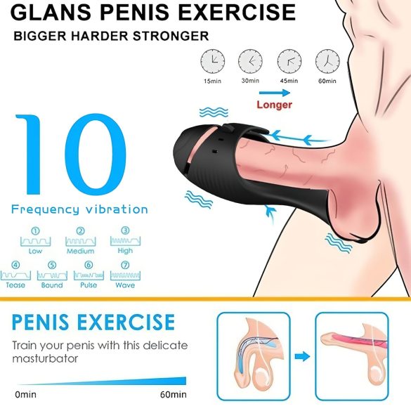 Leopard - įkraunamas galvutės vibratorius (juoda)