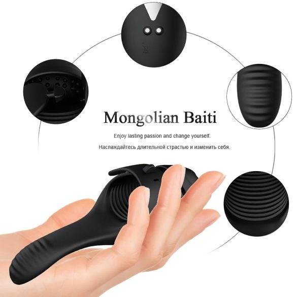 Leopard - įkraunamas galvutės vibratorius (juoda)