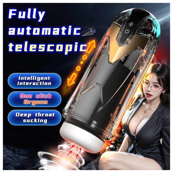 Leopard - automatinis masturbatorius - stūmuoklis - juodas